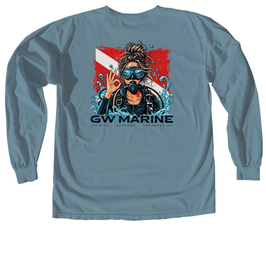 Dat Gurl, a Ice Blue Comfort Colors Long Sleeve Tee (back-view)