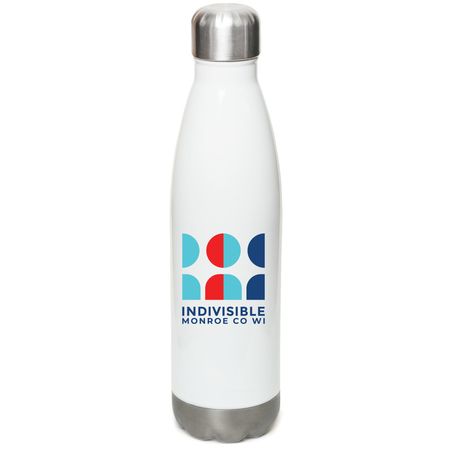 Water Bottle, a White Stainless Steel Water Bottle
