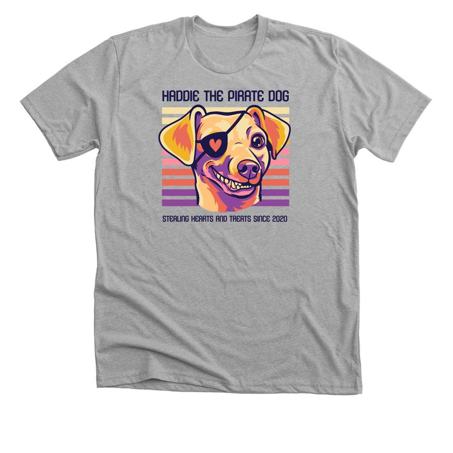 Haddie the Pirate Dog, a Athletic Heather Premium Unisex Tee
