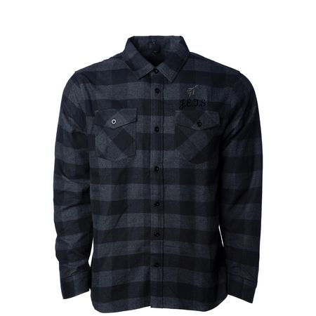 Just Enjoy This Shirt, a Charcoal Heather/ Black Unisex Flannel Shirt