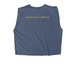 ???Impeach, Imprison, Impale???&nbsp;, a Faded Navy Women's Heavyweight Garment Dye Muscle Tee (back-view)