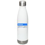 Water Bottle, a White Stainless Steel Water Bottle (back-view)