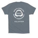 North Carolina Shark Conservancy, a Steel Blue Premium Cotton Tee (back-view)
