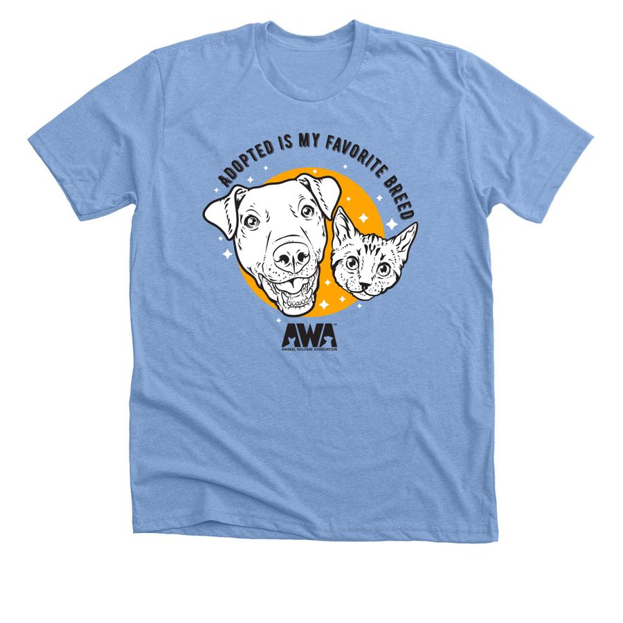 Adopted is My Favorite Breed, a Heather Carolina Blue Premium Unisex Tee