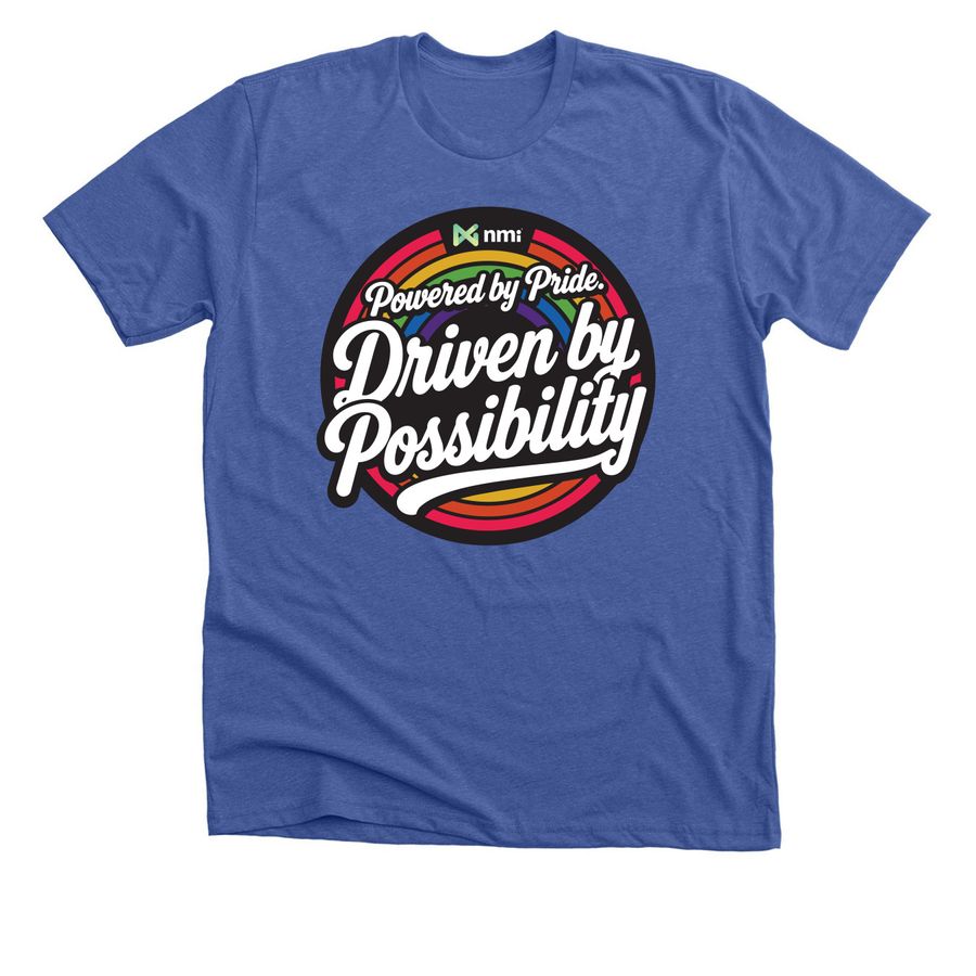 NMI is Powered by Pride, a Solid True Royal Premium Unisex Tee