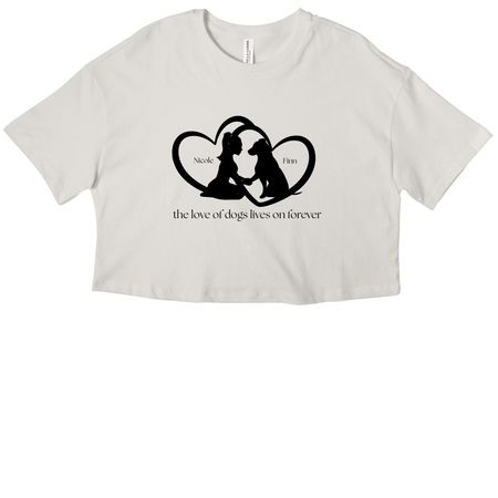 The Love of Dogs Heart Tee, a Vintage White Women?s Cropped Cotton Tee