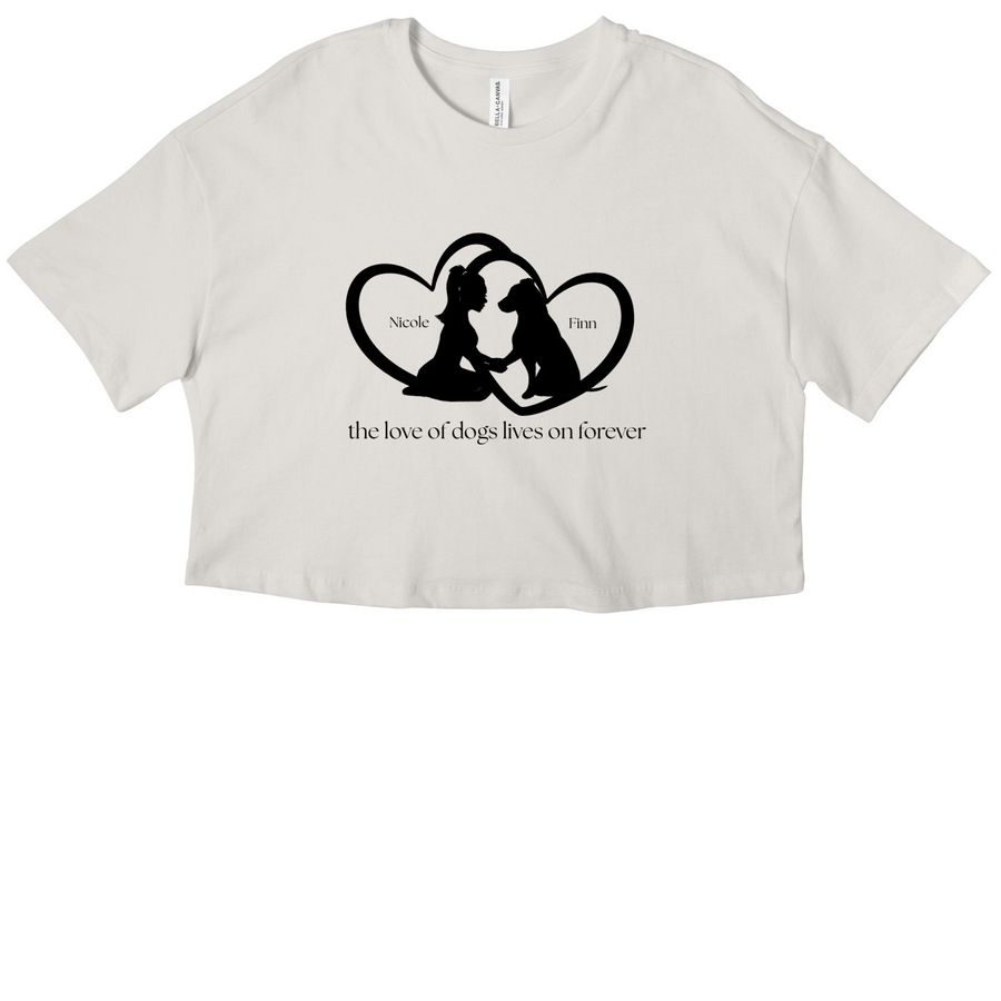 The Love of Dogs Heart Tee, a Vintage White Women?s Cropped Cotton Tee