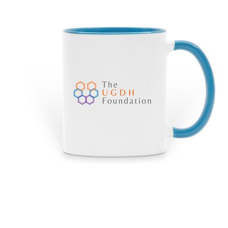 The UGDH Foundation Logo Mug, a Light Blue Two-Tone Ceramic Mug