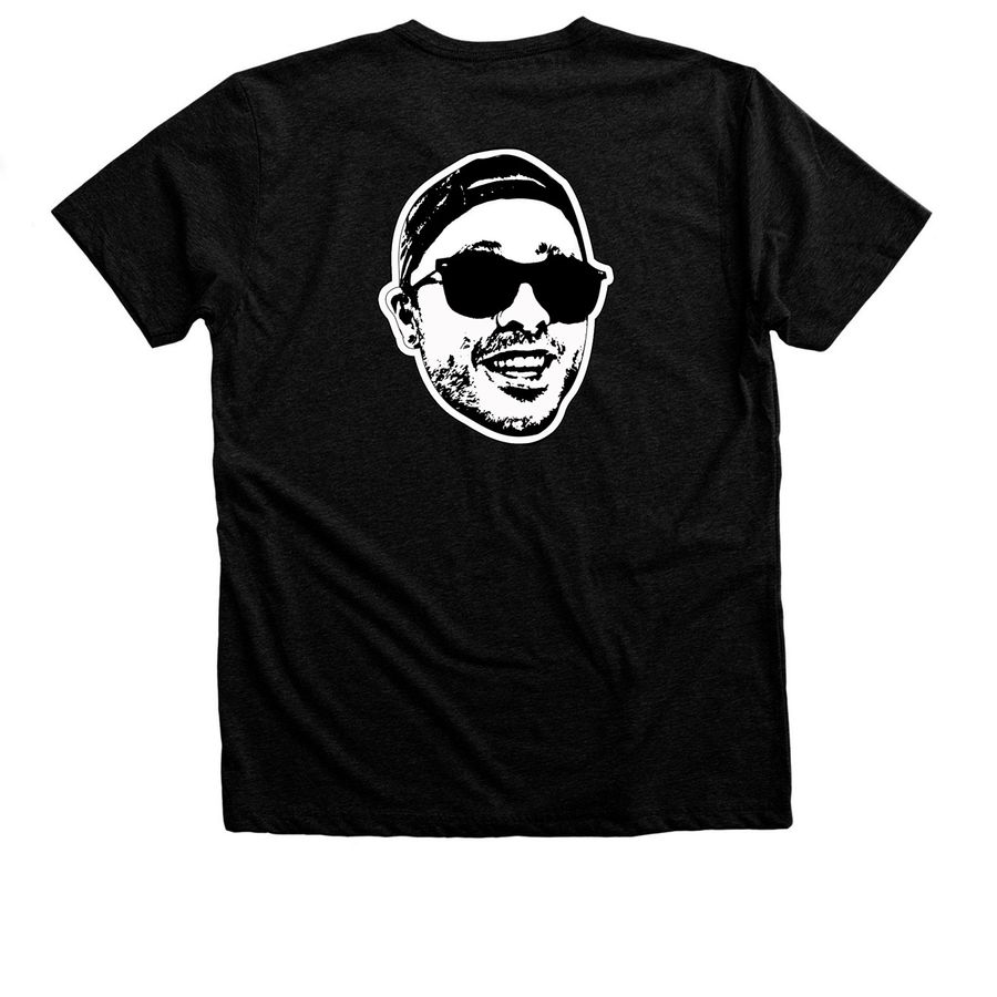 Face the Hype, a Black Heather Premium Unisex Tee (back-view)