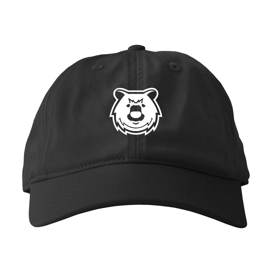 White Bear Logo_Hats, a Black Printed Eco Baseball Cap