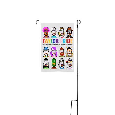 2026 Taylor Pride Yard Flag, a White 12" x 18" Yard Flag with Stake