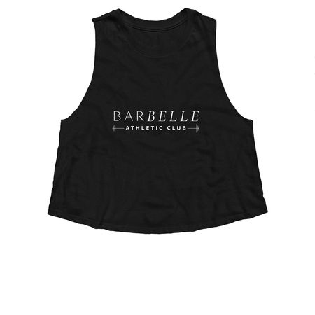 Classic BarBelle Logo Apparel, a Solid Black Blend Women?s Cropped Racerback Tank