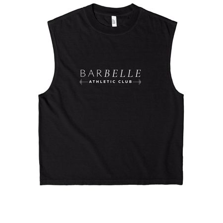 Classic BarBelle Logo Apparel, a True Black Heavyweight Garment Dye Muscle Tee