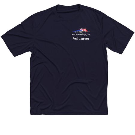 Active Wear Volunteer Shirt - White text, a True Navy Classic Performance Tee