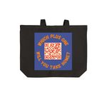 Plus One Vibes Tote, a Deep Black Cotton Canvas Tote Bag (back-view)