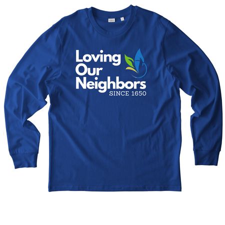 CSSJ: Loving Our Neighbors, a Worker Blue Stanley/Stella Unisex Creator 2.0 Long Sleeve Tee