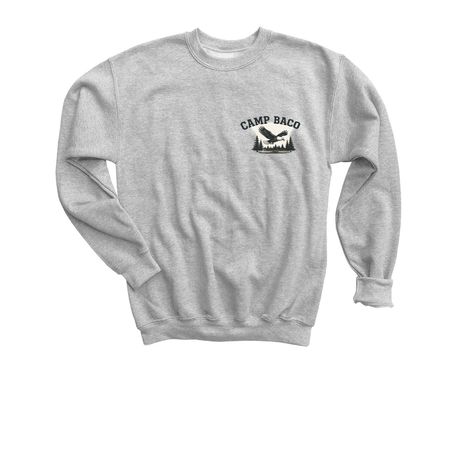 75 Summers of Camp Baco, a Sport Grey Youth Crewneck Sweatshirt