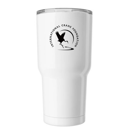 I GIVE A WHOOP TUMBLER, a White Insulated Tumbler (back-view)
