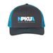 NPKUA Hats, a Charcoal/ Neon Blue Printed Snapback Trucker Cap