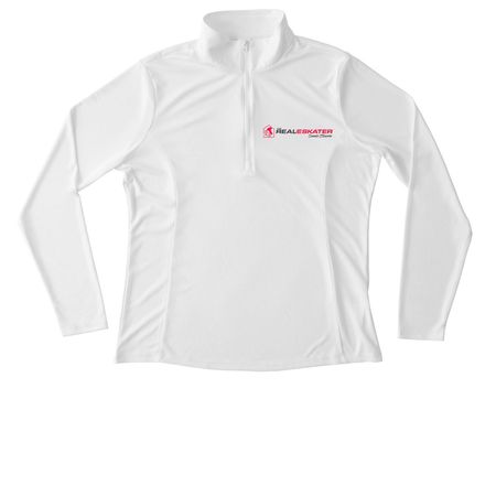 The Real Eskater White Quarter Zip Pullover, a White Women's Performance Quarter Zip Pullover