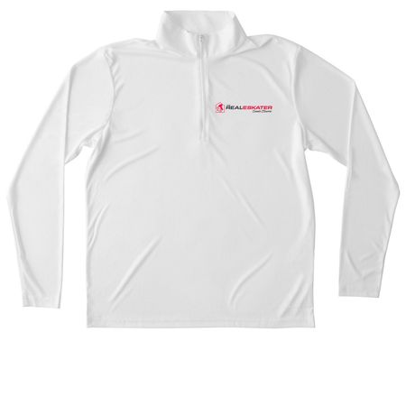 The Real Eskater White Quarter Zip Pullover, a White Unisex Performance Quarter Zip Pullover