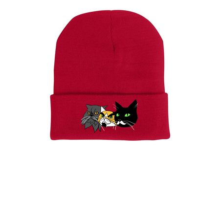 Marxism Leninism meowism beanie, a Red Printed Cuffed Beanie