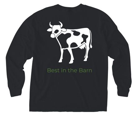 Best in the Barn, a Black Comfort Colors Long Sleeve Pocket Tee (back-view)