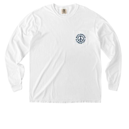 Peacemakers in Navy ? Adult Pocket Tee, a White Comfort Colors Long Sleeve Pocket Tee