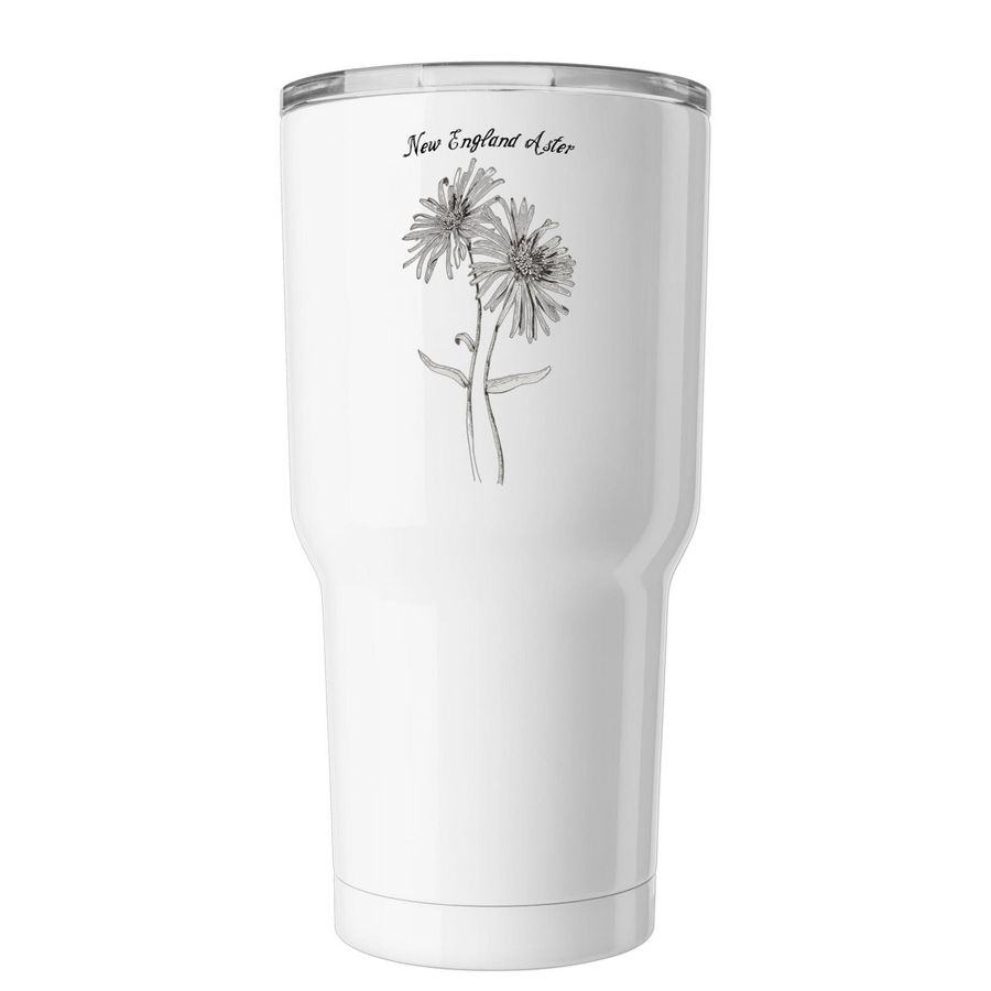 New England Aster Art&nbsp;, a White Insulated Tumbler