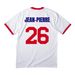Jean-Pierre, a White/ Red Cotton Ringer Tee (back-view)