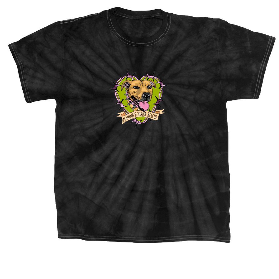 ?Mahina?s Ohana Rescue? logo tie dye tees, a Black Classic Tie Dye Tee