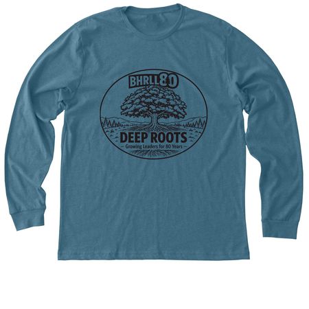 Growing Leaders for 80 Years, a Heather Deep Teal Premium Long Sleeve Tee