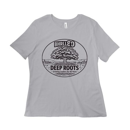Growing Leaders for 80 Years, a Solid Athletic Grey Women?s Relaxed Cotton Tee