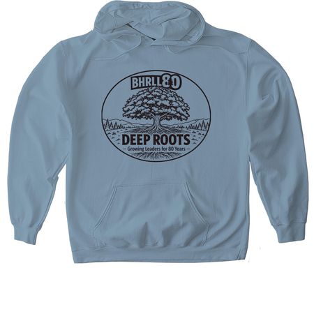 Growing Leaders for 80 Years, a Stone Blue Gildan Softstyle Pullover Hoodie