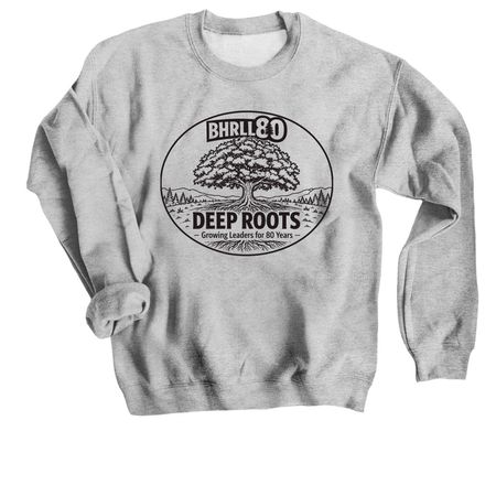 Growing Leaders for 80 Years, a Sport Grey Crewneck Sweatshirt