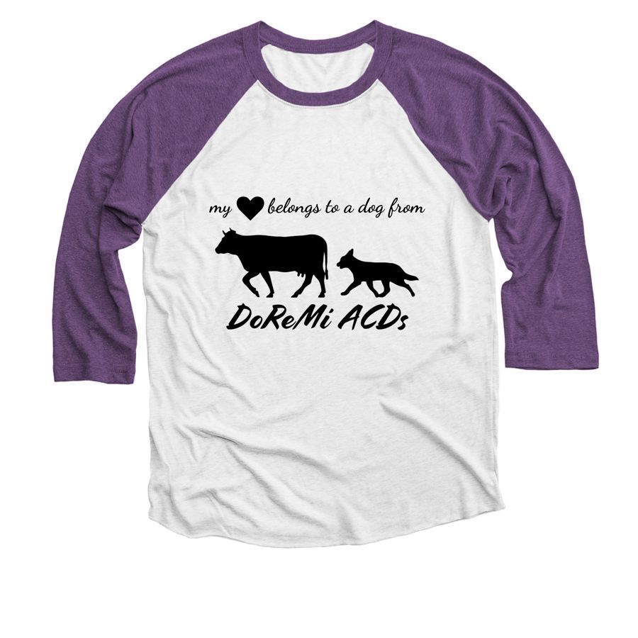 Acds, a Purple Rush and Heather White 3/4 Sleeve Baseball Tee