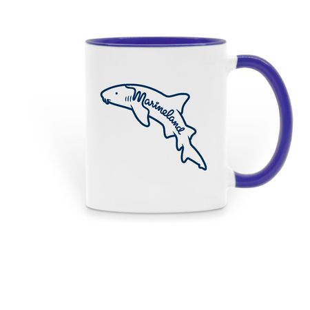 Retro Shark Mug, a Dark Blue Two-Tone Ceramic Mug