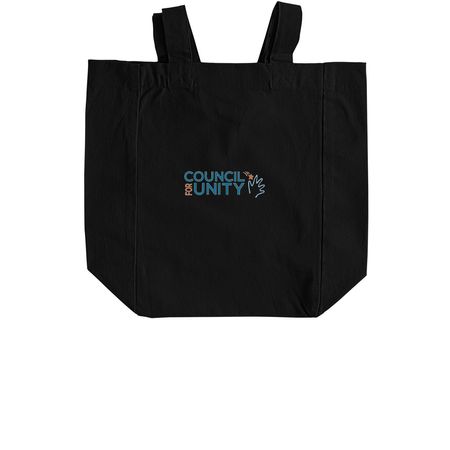 CFU Tote!, a Black Recycled Cotton Tote Bag (back-view)