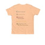 Steadily Formed Light, a Heather Peach Premium Youth Tee (back-view)