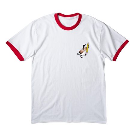 Mascot and Logo, a White/ Red Cotton Ringer Tee