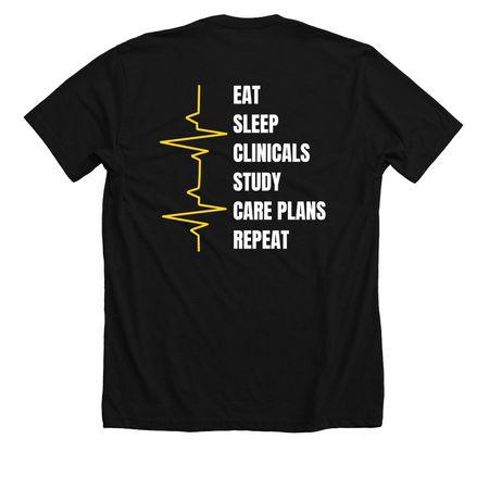 Eat Sleep Nursing School - White Text, a Solid Black Blend Premium Unisex Tee (back-view)