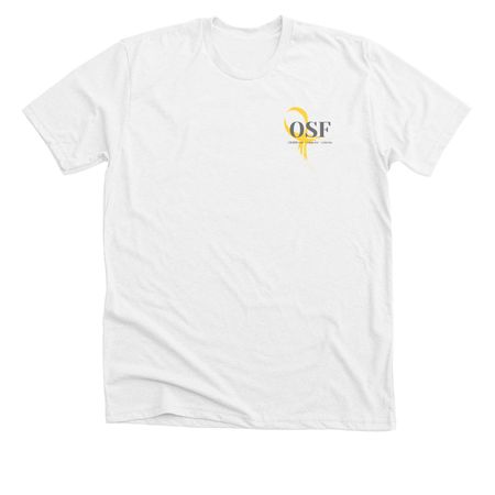 Childhood Cancer awareness, a Solid White Blend Premium Unisex Tee (back-view)