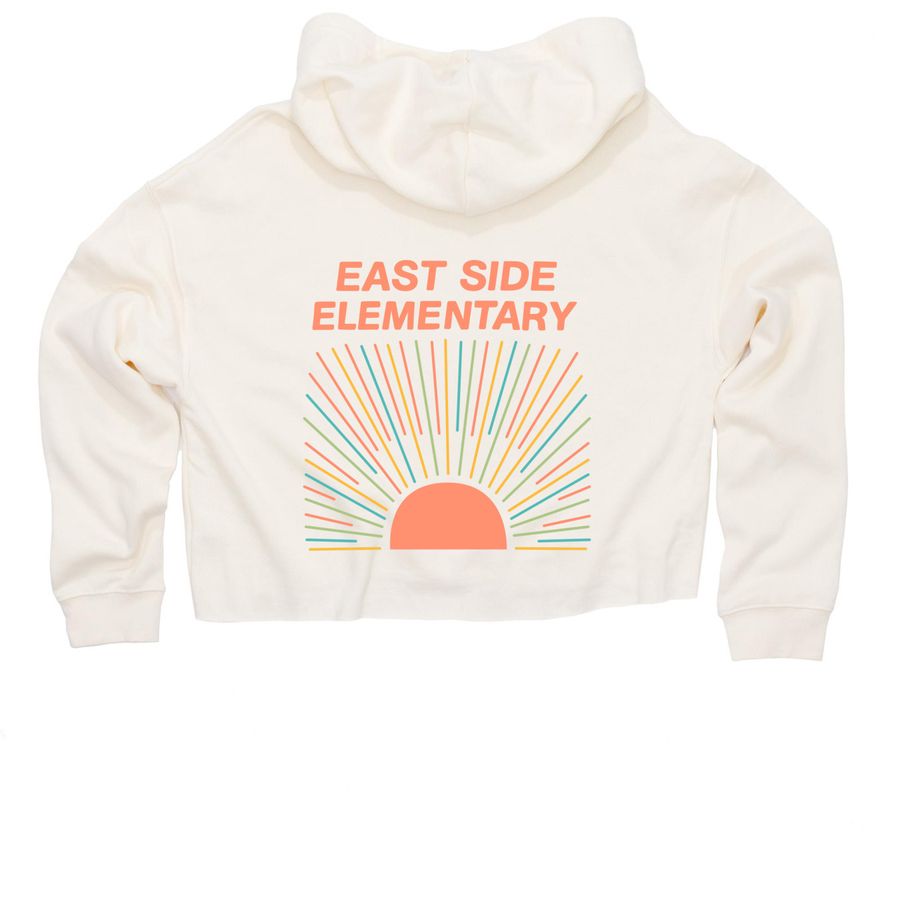 East Side - Sunshine!, a Bone Women?s Lightweight Cropped Hoodie (back-view)