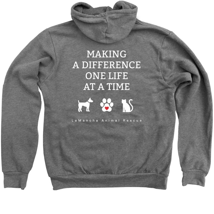 Together We Can Make A Difference - LaMancha, a Deep Heather Zip Up Hoodie (back-view)