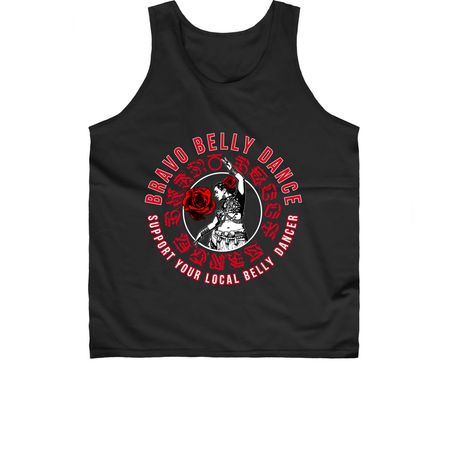 Bravo Belly Dance | Red Logo (Front Only), a Black Classic Unisex Tank Top