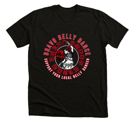 Bravo Belly Dance | Red Logo (Front Only), a Black Heather Premium Unisex Tee
