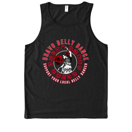 Bravo Belly Dance | Red Logo (Front Only), a Deep Black Allmade Eco Triblend Tank