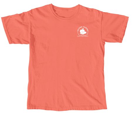 We are the Food Bank, a Neon Red Orange Comfort Colors Unisex Tee (back-view)