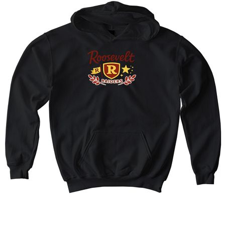 Shield Logo, a Black Softstyle Youth Pullover Hoodie