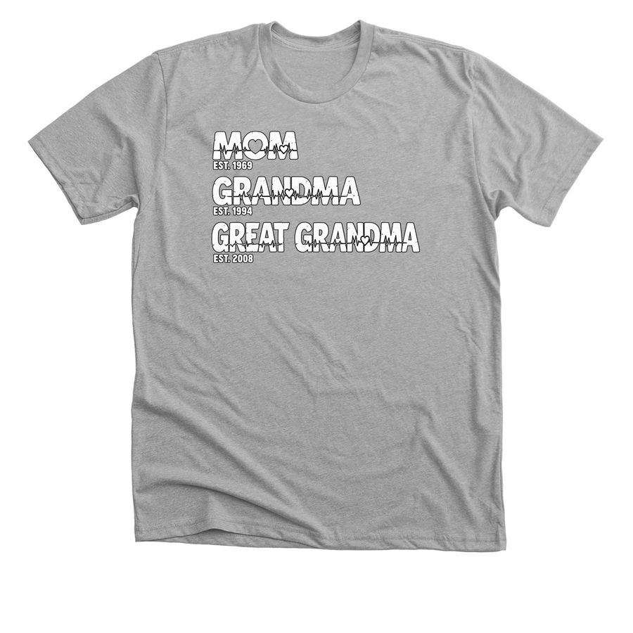 Family mom est 1969 grandma est 1984 great gr, a Athletic Heather Premium Unisex Tee